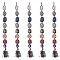 7 Chakra Nuggets Natural Gemstone Pocket Pendant Decorations, Nylon Thread and Gemstone Chip Tassel Hanging Ornaments, Coconut Brown, 340x22mm