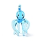 Handmade Lampwork Pendants, Octopus Charms, Deep Sky Blue, 49x26x26.5mm, Hole: 3mm