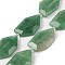 Natural Green Strawberry Quartz Beads Strands, Faceted Nuggets, 38.5~40x24~26x9mm, Hole: 2mm, about 9pcs/strand, 15.75''(40cm)