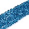 Transparent Glass Beads Strands, Triangle, Faceted, Marine Blue, 3~3.5x4~4.5x4~4.5mm, Hole: 0.8mm, about 121~131pcs/strand, 14.37~15.35 inch(36.5~39cm)