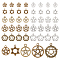 60Pcs 10 Style Tibetan Style Alloy Pendants, Ring with Star & Star of David & Flat Round with Star, Antique Bronze & Antique Silver, 19.5~30x16~27x1.5~2.5mm, Hole: 1.8~3mm, 6pcs/style