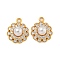 Brass Micro Pave Cubic Zirconia Pendants, with ABS Plastic Pearl, Flower, Real 18K Gold Plated, 17.5x14x7mm, Hole: 2mm