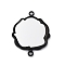 Double-faced Glass Mirror Connector Charms, with Black Alloy Frame, Flower, 42.5x33.5x2.5mm, Hole: 2.5mm