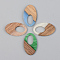 Opaque Resin & Walnut Wood Pendants, Oval, Mixed Color, 35.5x21.5x3mm, Hole: 16x10mm