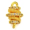 Brass Micro Pave Clear Cubic Zirconia Hollow Oval Connector Charms, Lead Free & Cadmium Free, Golden, 13x8mm, Hole: 1.5mm