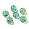 Handmade Transparent Lampwork Beads, Round, Dark Turquoise, 14mm, Hole: 2mm