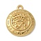 304 Stainless Steel Pendants, Flat Round with Eye of Horus Charms, Real 18K Gold Plated, 19x16.5x3mm, Hole: 1.4mm