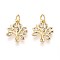 Brass Micro Pave Cubic Zirconia Pendants, Tree, with Jump Ring, Real 16K Gold Plated, 14.5~15x12.5x2mm, Hole: 3mm