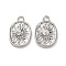 Rack Plating Alloy Pendants, with Rhinestone, Sun Charms, Platinum, 18x12x3.5mm, Hole: 1.8mm