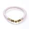 Stretch Bracelets, with Polymer Clay Heishi Beads, Antique Golden Plated Alloy Spacer Beads and Brass Round Beads, White, 2-1/4 inch(5.7cm)