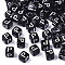 Opaque Acrylic Beads, Horizontal Hole, Alphabet Style, Cube, Black & White, Letter.P, 5x5x5mm, Hole: 2mm, about 500pcs/50g