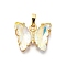 Brass Micro Pave Cubic Zirconia Pendants, with Glass, Lead Free & Cadmium Free & Nickel Free, Real 18K Gold Plated, Butterfly, Clear AB, 15x19x4.5mm, Hole: 3.5mm