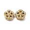 Ion Plating(IP)  304 Stainless Steel Slide Charms, with Rhinestone, Real 18K Gold Plated, Flower, 10.5x10.5x5mm, Hole: 5.5x2mm