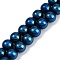Electroplated Synthetic Magnetic Hematite Beads Strands, Grade AAA, Round, Blue Plated, 8mm, Hole: 1.2mm, about 52pcs/strand, 16.14''(41cm)