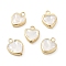 Shell Pearl Heart Charms, with Brass Loops, Light Gold, 14~15x10~11x3~4mm, Hole: 1.8mm