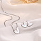 Heart Stainless Steel & Natural Shell Pendant Necklaces & Stud Earrings Sets, Stainless Steel Color, 400mm