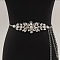 Flower Alloy Crystal Rhinestone Waist Belly Chains for Women, Platinum, 1050mm