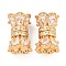 925 Sterling Silver Micro Pave Clear Cubic Zirconia Screw Clasps, Flower, Real 18K Gold Plated, 13x8mm, Hole: 2mm