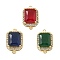 Rack Plating Brass Micro Pave Clear Cubic Zirconia Rectangle Connector Charms, with Glass, Long-Lasting Plated, Cadmium Free & Lead Free, Real 18K Gold Plated, Mixed Color, 17.5x11x6mm, Hole: 1.5mm