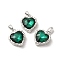 Brass Micro Pave Cubic Zirconia Pendants, Cadmium Free & Nickel Free & Lead Free, Heart, Platinum, 16.5x14x5.5mm, Hole: 4x1.8mm