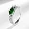 Horse Eye Brass Micro Pave Cubic Zirconia Finger Rings, Platinum, Green, Inner Diameter: Adjustable