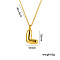 304 Stainless Steel Chunky Initial Pendant Necklaces, Real 18K Gold Plated, Letter L, 15.75 inch(40cm)