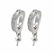 Brass Micro Pave Cubic Zirconia Pendants Bails, Lead Free & Cadmium Free, Long-Lasting Plated, Rack Plating, Platinum, 18mm
