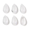 Transparent Glass Charms, Teardrop, White, 14x8x5.2mm, Hole: 1.2mm, 10Pcs/set