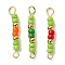 3Pcs Glass Seed Beads & Brass Rondelle Beaded Connector Charms, with 304 Stainless Steel Double Loops, Golden, Lime, 24x3x3mm, Hole: 2.5mm, 1pc/style, 3 Styles