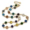 Glass Necklace, Multi Color Brass Link Necklaces, Round, 16.57 inch(421mm)