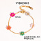 Flower Stainless Steel Glass Beaded Bracelets for Women, Colorful, 6-3/4 inch(17cm)