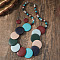 Bohemian Ethnic Style Wood Beaded Multilayer Necklaces & Dangle Earrings Sets, Flat Round, Dark Slate Gray, 710mm & 44x23mm