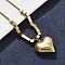 304 Stainless Steel Heart Pendant Necklaces, Ion Plating(IP), Golden, 18.03 inch(45.8cm)