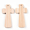 Natural Pine Wood Big Pendants, Undyed, Cross, Old Lace, 100x49.5x7mm, Hole: 3mm