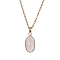 Natural Rose Quartz Oval Pendant Necklace, with Golden 304 Stainless Steel Cable Chains, 16.02 inch(40.7cm)