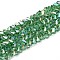 Electroplate Transparent Glass Beads Strands, Triangle, AB Color Plated, Faceted, Sea Green, 3~3.5x4~4.5x4~4.5mm, Hole: 0.8mm, about 121~131pcs/strand, 14.37~15.35 inch(36.5~39cm)