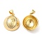 Brass with Cubic Zirconia Pendants, Cadmium Free & Lead Free, Half Round with Saint, Real 16K Gold Plated, 18x16x8.5mm, Hole: 4x3.5mm