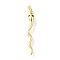 Snake Brass Micro Pave Cubic Zirconia Pendants, with Jump Ring, Long-Lasting Plated, Cadmium Free & Lead Free, Rack Plating, Real 18K Gold Plated, 27x3.5x2mm