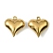 304 Stainless Steel Pendants. Heart Charm, Real 18K Gold Plated, 17.5x16.5x6mm, Hole: 1mm