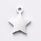 Non-Tarnish 304 Stainless Steel Charms, Manual Polishing, Star, Stainless Steel Color, 8.5x7x1mm, Hole: 0.8mm
