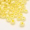8/0 Ceylon Round Glass Seed Beads, Champagne Yellow, Size: about 3mm in diameter, hole:1mm, about 1101pcs/50g