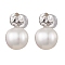 Natural Pearl Ear Studs, with Sterling Silver Findings, Round, Platinum, 13.5x8.5mm