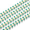 Brass Cobs Chain, with Enamel, Long-Lasting Plated, Nickel Free, Soldered, Light Gold, Turquoise, Link: 7x6.5x2mm