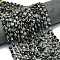 Natural Snowflake Obsidian Beads Strands, Faceted Hexagonal Cut, Flat Round, with Seed Beads, 8~8.5x5mm, Hole: 0.8mm, about 36pcs/strand, 15.16''~15.24''(38.5~38.7cm)