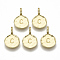Alloy Pendants, Cadmium Free & Nickel Free & Lead Free, Flat Round with Letter, Real 18K Gold Plated, Letter.C, 17x11.5x1.5mm, Hole: 2.5mm