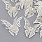 Brass Links connectors, with Crystal Rhinestone, Cadmium Free & Nickel Free & Lead Free, Butterfly, Silver Color Plated, 35x41x7mm, Hole: 1.2mm