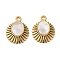 304 Stainless Steel Natural White Shell Pendants, Oval Charms, Ion Plating(IP), Real 18K Gold Plated, 16.5x13.5x2mm, Hole: 1.5mm