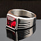 Fashionable 304 Stainless Steel Cubic Zirconia Finger Rings for Men, Punk Style, Rectangle, FireBrick, US Size 7(17.3mm)