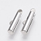 Brass Slide On End Clasp Tubes, Slider End Caps, Cadmium Free & Nickel Free & Lead Free, Platinum, 6x16x4mm, Hole: 1x3mm, Inner Diameter: 3mm