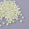 8/0 Ceylon Round Glass Seed Beads, Light Goldenrod Yellow, Size: about 3mm in diameter, hole:1mm, about 1101pcs/50g